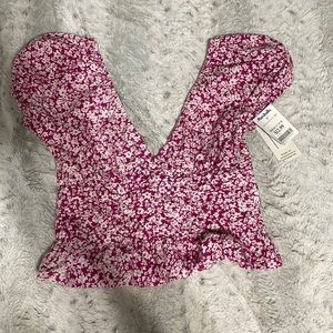 Pink crop top blouse with tie back size small